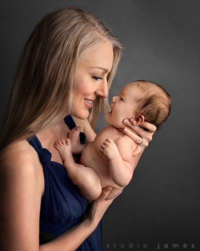 Mother with Newborn Baby in Calgary Newborn Photo